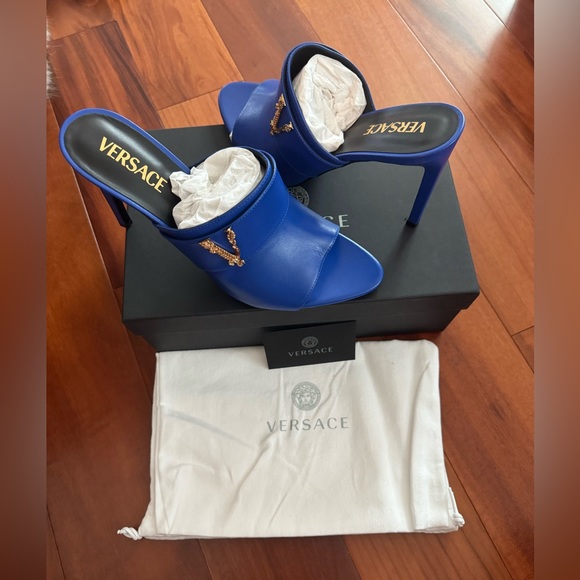 Versace Shoes - BNWT Versace Vitello Royal Blue High Heel Sandals!